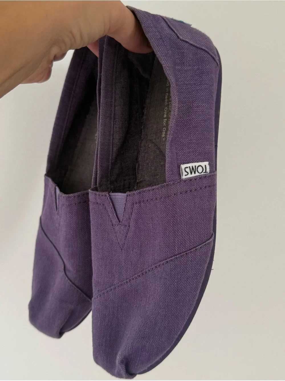 TOMS Purple Canvas Alpargata Slip On Classic Flats Espadrille Design 6.5 BTS